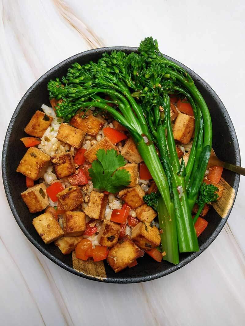 vegan-Tofu-coriander-rice-broccolini